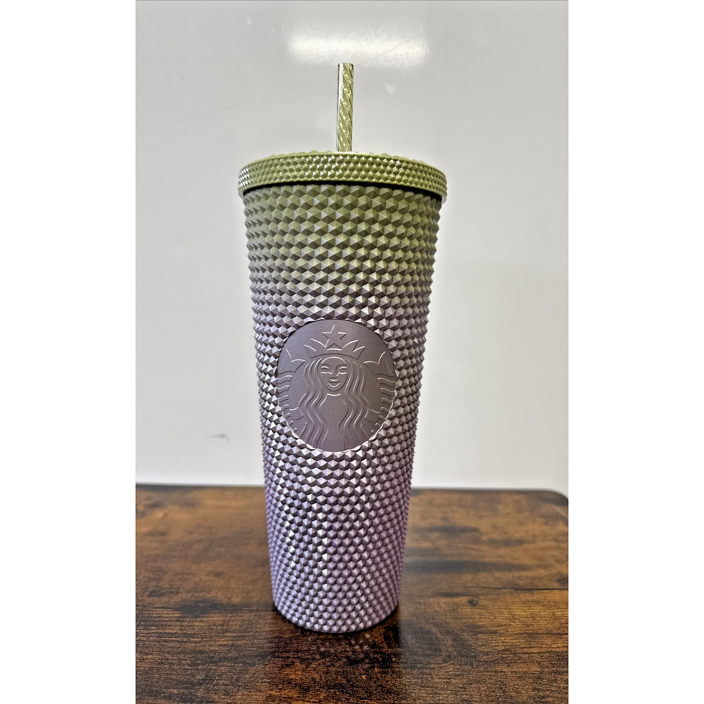 NEW Starbucks 24oz Tumbler Cup Matcha Green Purple Lilac Ombre Studded